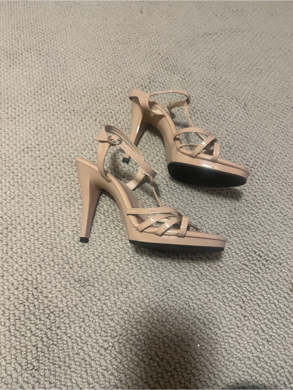 Pleaser Nude Strappy Platform High Heel Sandals - Picture 2 of 8